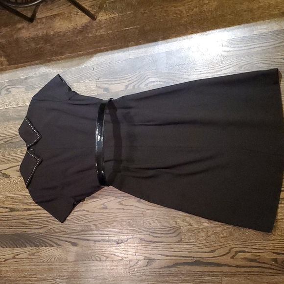 Tahari Vintage Inspired Rolled Collar Black Dress | Tahari ASL Essentials - Picture 6 of 6